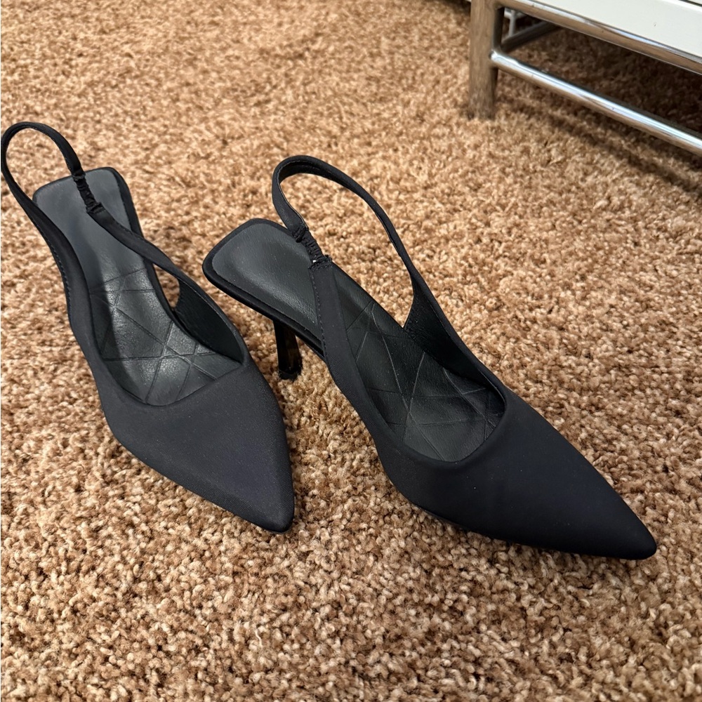Black Slingback Kitten Heels